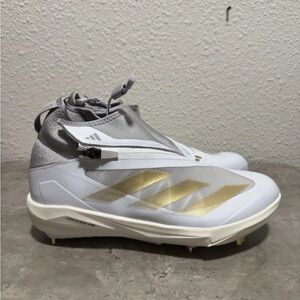 Adidas Adizero Impact+ BSB Men Sz 7.5 White Grey Gold Baseball Cleats IF8483 NEW